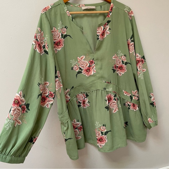 Loft bouquet floral peplum blouse top XXL - Picture 4 of 9
